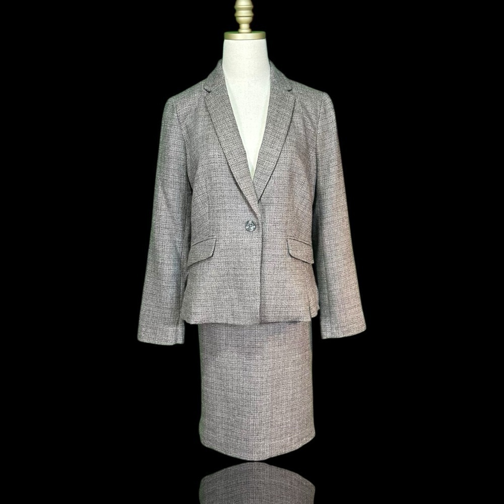Talbots Gold Label Italian Woven Wool-Blend Tweed Skirt Suit Size 10 Petite